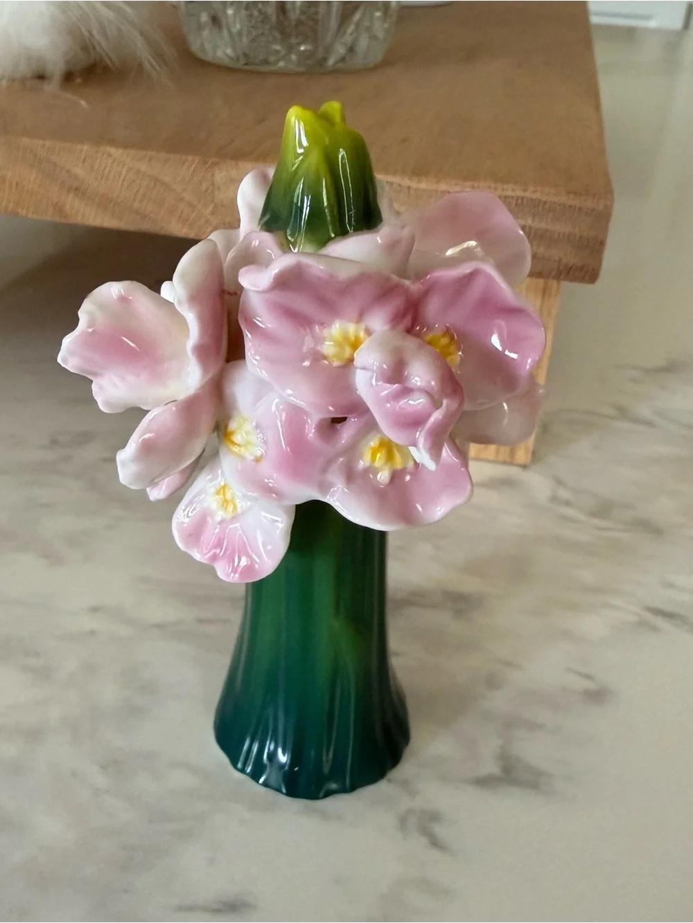 Pink Ceramic Flower Figurine